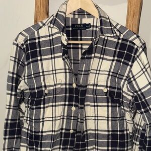 Polo Ralph Lauren Navy Blue White Flannel
